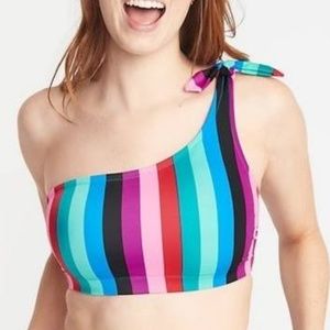 Old Navy One-shoulder Striped Swim Top